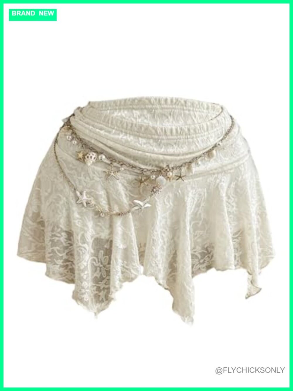 Women's mesh asymmetrical ruffle lace mini skort